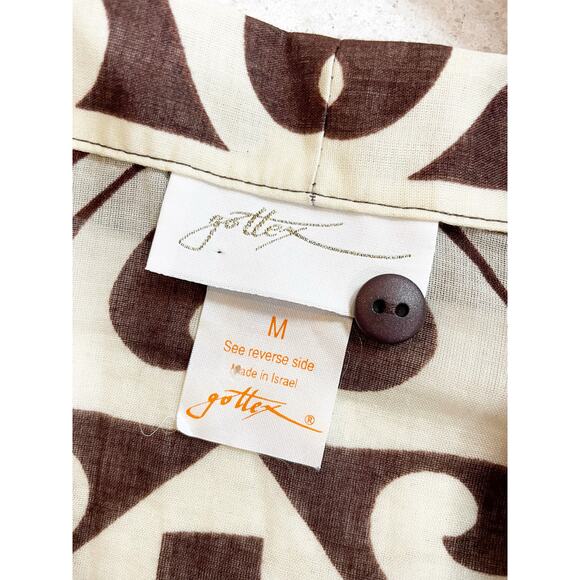 Gottex Brown White Cotton Button Down Swim Coverup Medium - Picture 9 of 9